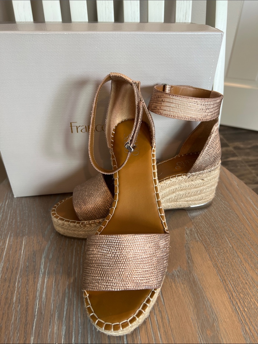 Franco Sarto Copper Espadrille Wedge Sandals